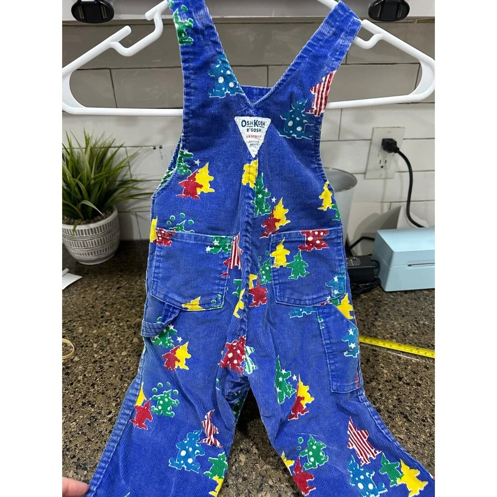 vtg osh‎ kosh vestbak corduroy clown overalls 18 mos